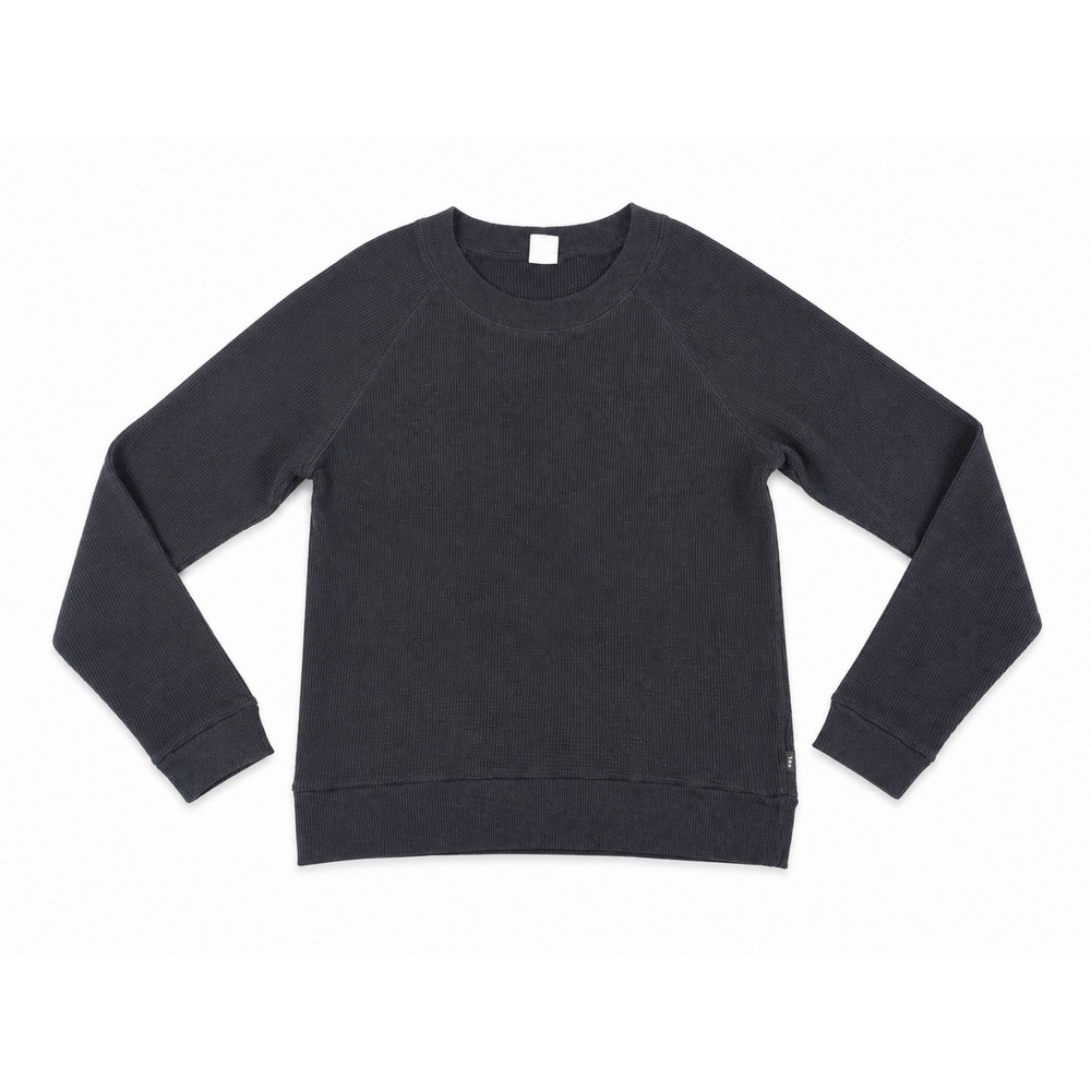 aritzia tna black waffle knit top long sleeve xs